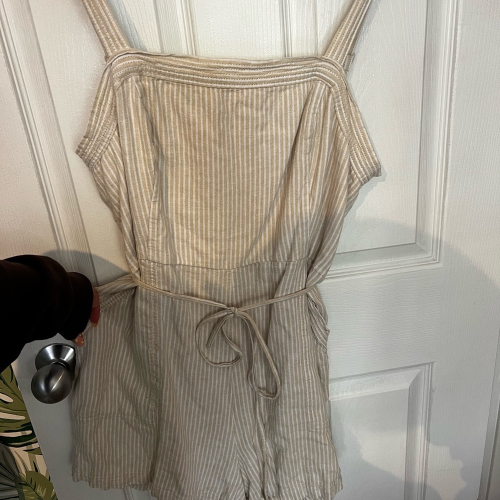Old Navy Beige Striped Romper